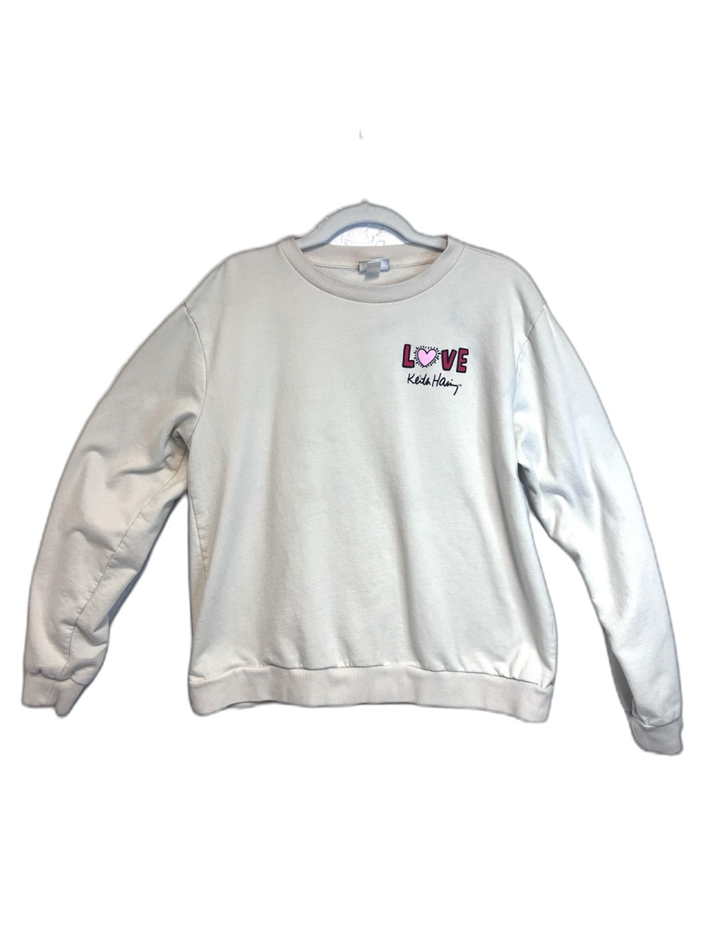 Keith Haring White Ivory Cream LOVE Crewneck Sweatshirt